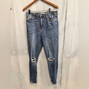 Forever 21 Blue Distressed Skinny Jeans